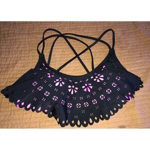 New Bikini Nation Bikini Top Black / Pink Size Medium Overlay Swim Padded